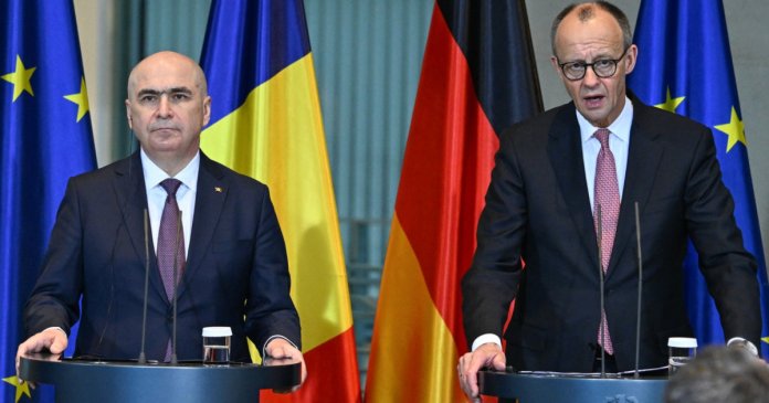 Bolojan și Merz într-o conferință comună: „Este vitală o responsabilizare mai mare a națiunilor europene în privința bugetelor pentru apărare”