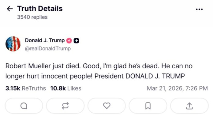 Robert Mueller, procurorul care a cercetat amestecul rusesc în alegerile din SUA din 2016, a murit. Trump...