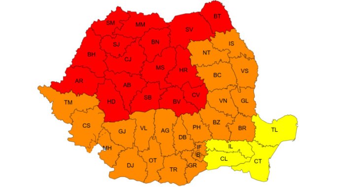 Cod roșu de temperaturi extreme în aproape 50% din teritoriu. Începând de luni, valul de căldură va influența majoritatea județelor...
