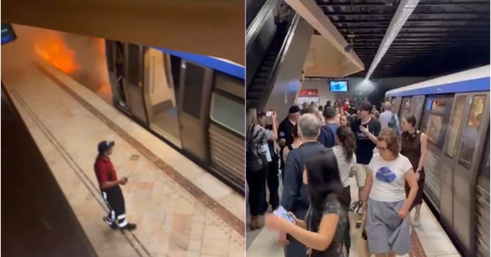 Incendiu la metrou după furtună: stația Universitate, închisă. Călătorii au fost scoși afară.