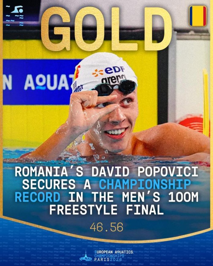 David Popovici reacționează după obținerea medaliei de aur europene » Răspunsul European Aquatics